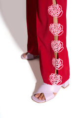 Carnelian Red Laser Cut Rose Co-Ord Set