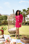 Flower button Fuchsia Pink Dress