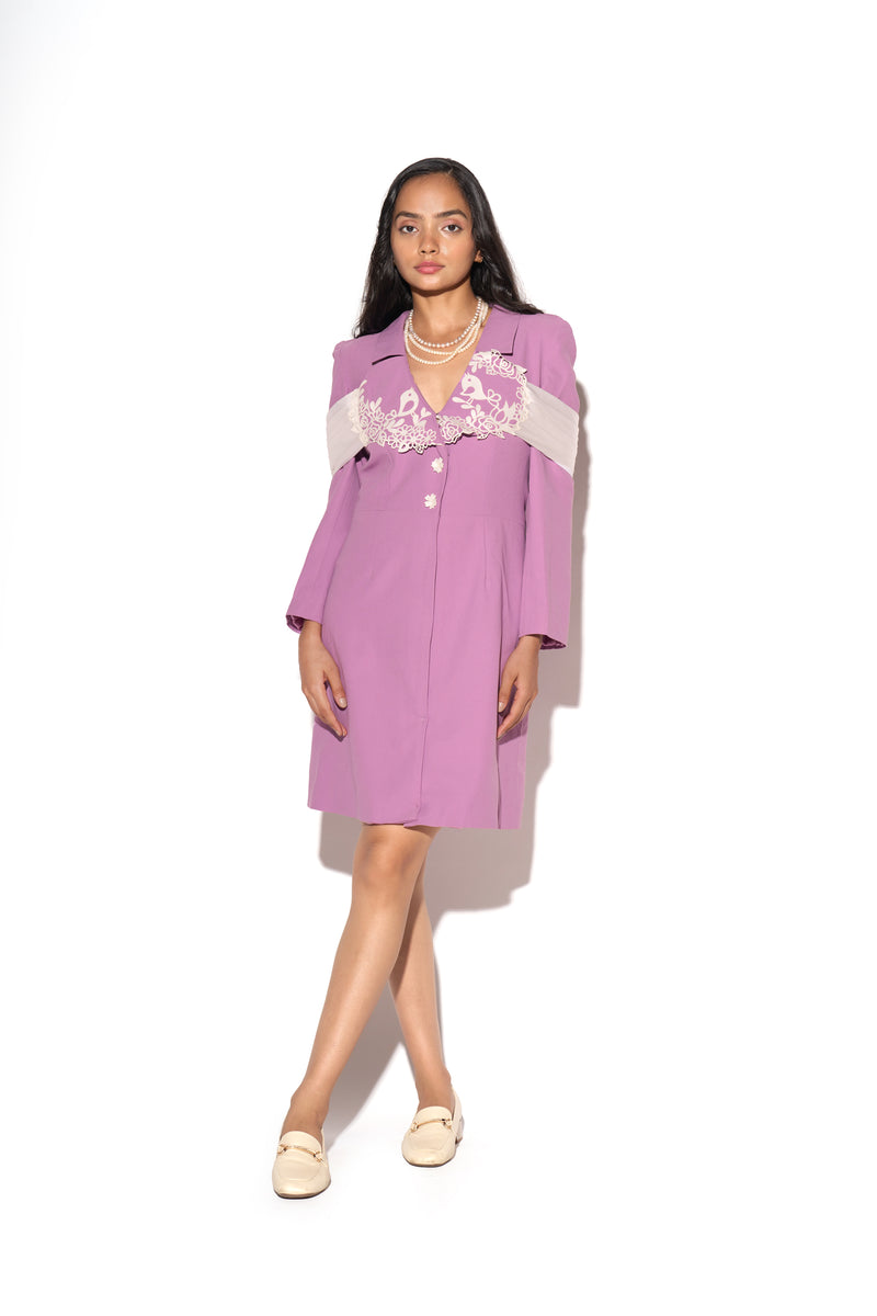 Lilac Bird Heart Collar Dress