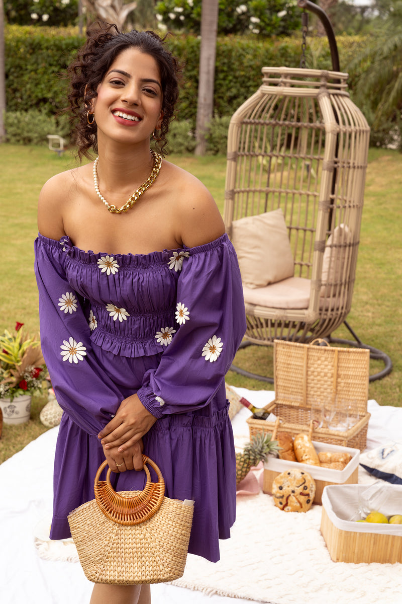 Amethyst Purple daisy Flower Dress