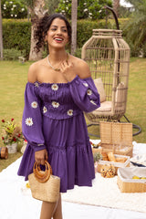 Amethyst Purple daisy Flower Dress