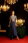 Navy Blue Asymmetrical Maxi Dress