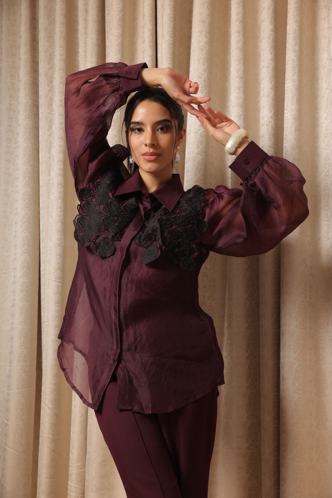 Plum Roses Yoke Co-ord Set