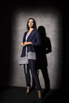 Electric Blue Embroidered Wrap Jacket