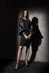 Balloon Sleeved Fitted Black Dress