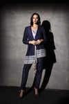 Electric Blue Embroidered Wrap Jacket