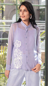 Ice Blue shirt With Patchwork Detail