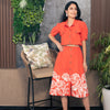 Fiery Orange Detachable sleeves Trench Dress