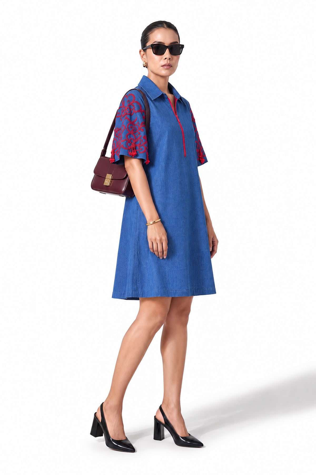 Denim Tassel Shirt Dress