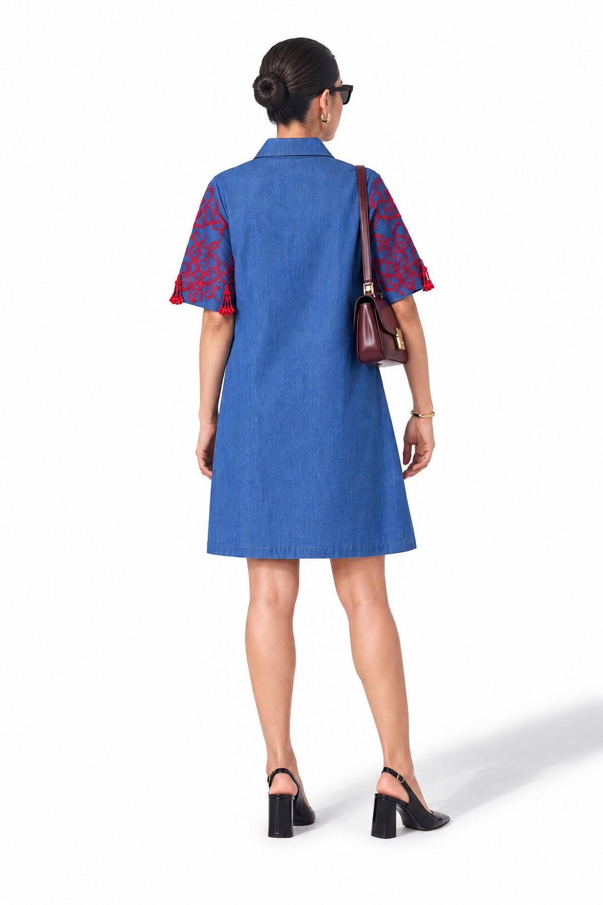 Denim Tassel Shirt Dress