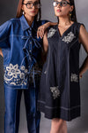 Denim Pearl Embellished Kaftan Co-ord Set