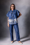 Denim Pearl Embellished Kaftan Co-ord Set