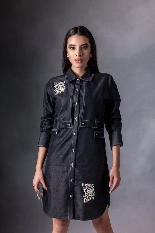 Coalex Floral Patch Shirt Dress