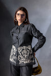 Charcoal Grey Floral Panel Co-ord Set