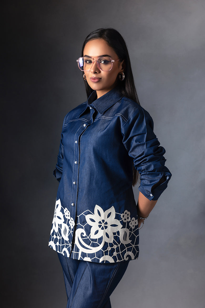 Midnight Blue Denim Patch Co-ord Set