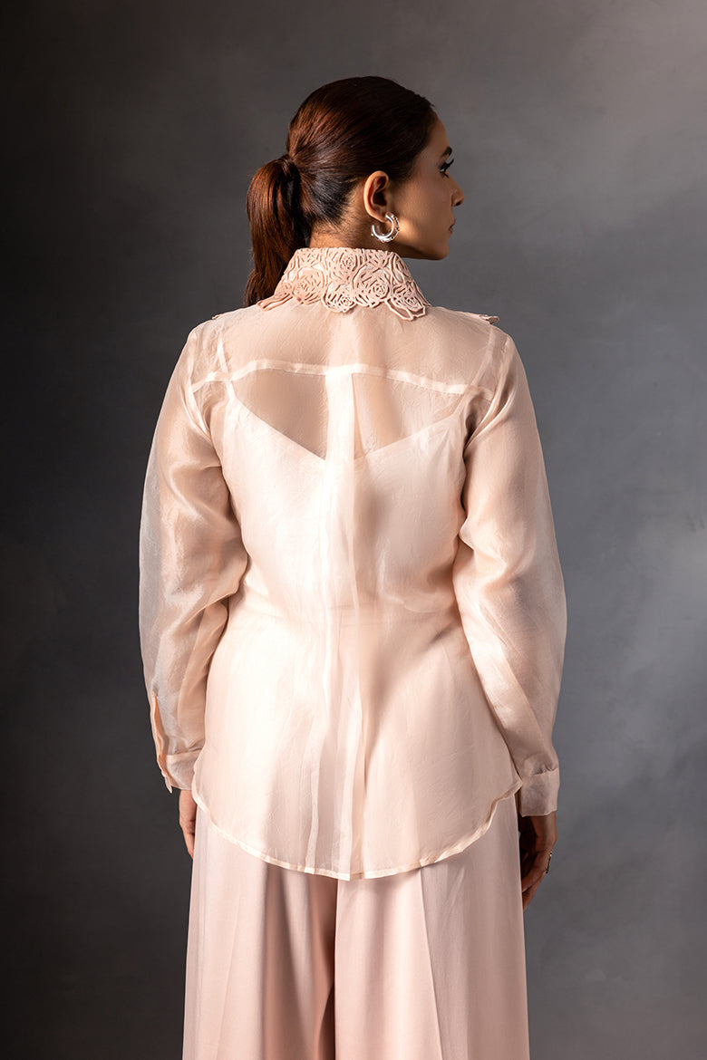 Melba organza Roses Yoke shirt