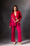 Fusia Red Rose Blazer Set