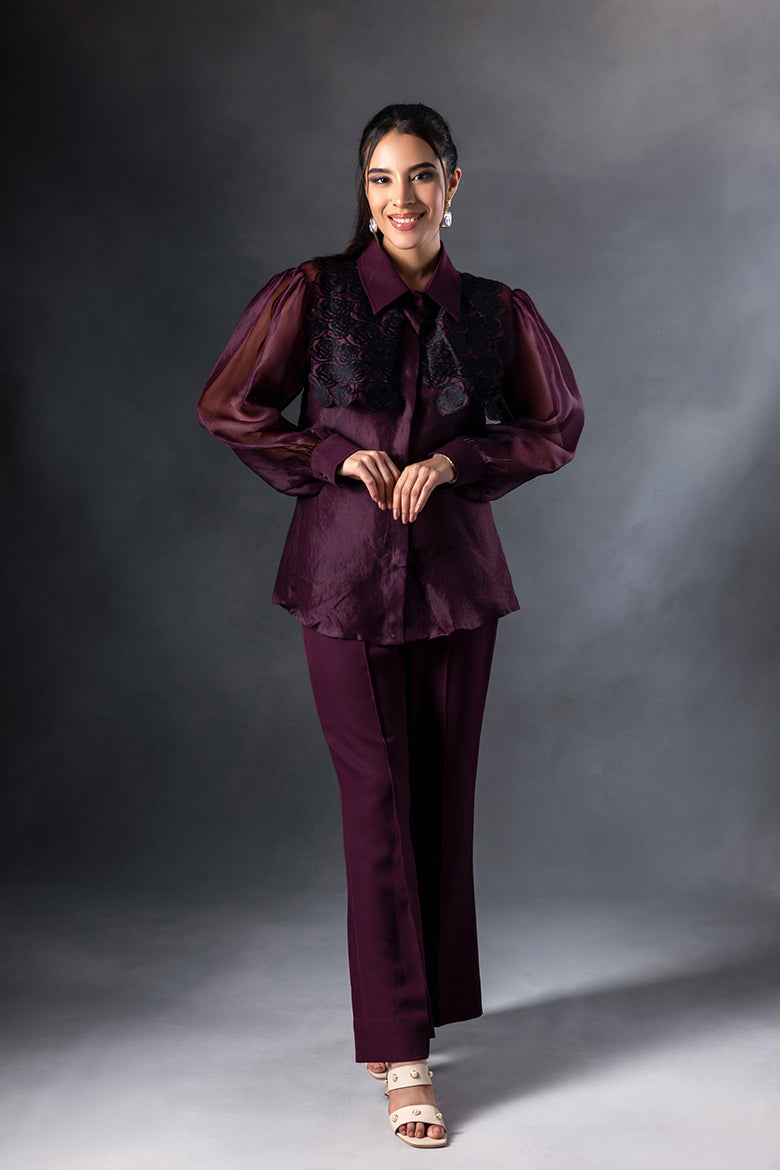 Plum Roses Yoke Co-ord Set