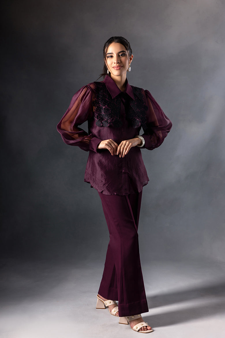 Plum Roses Yoke Co-ord Set