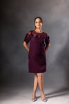 Plum 3D Flower Mini Dress