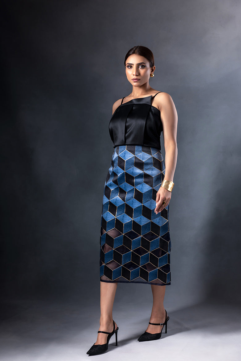 Hexim Drape Top & Skirt Set
