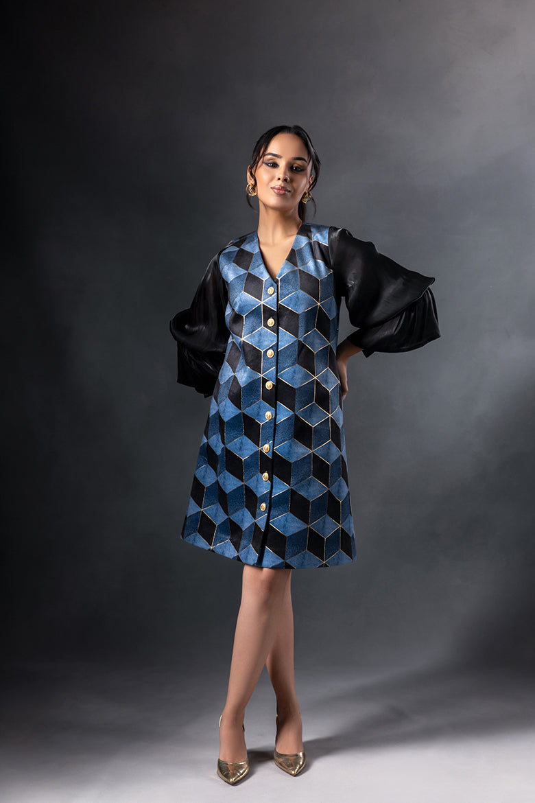 Hexim Blazer Dress with Organza Sleeves