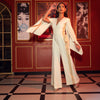 Ecru cape sleeves embroidered jumpsuit