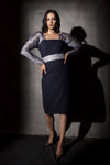 Puffed Sleeved Embroidered Belt Press Dress