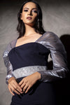 Puffed Sleeved Embroidered Belt Press Dress