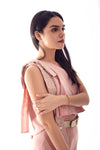 One Shoulder Bow-Tie Pink Jumpsuit